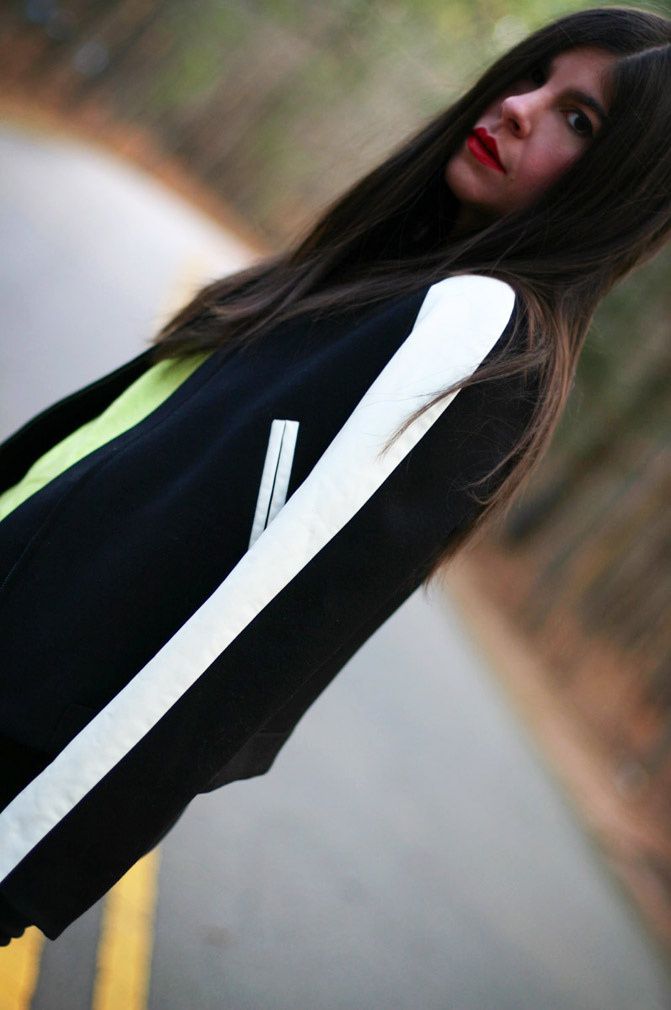 Zara, Phillip Lim, Varsity Jacket, Balenciaga city bag, Fashion, Outfit, Neon Style
