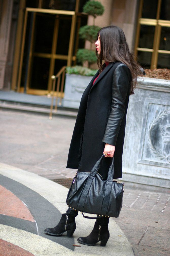 Zara leather sleeves coat, Topshop ambush, Alexander Wang Rocco duffel, Fashion, Outfit