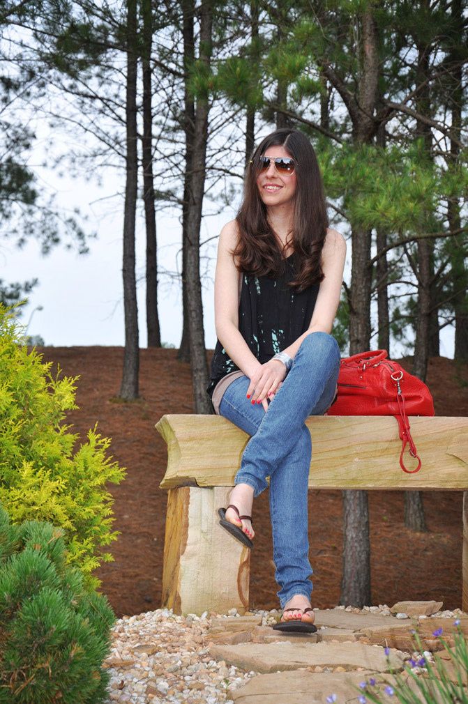 sanuk sandals, lancaster paris bag, karen london jewelry, fashion, outfit