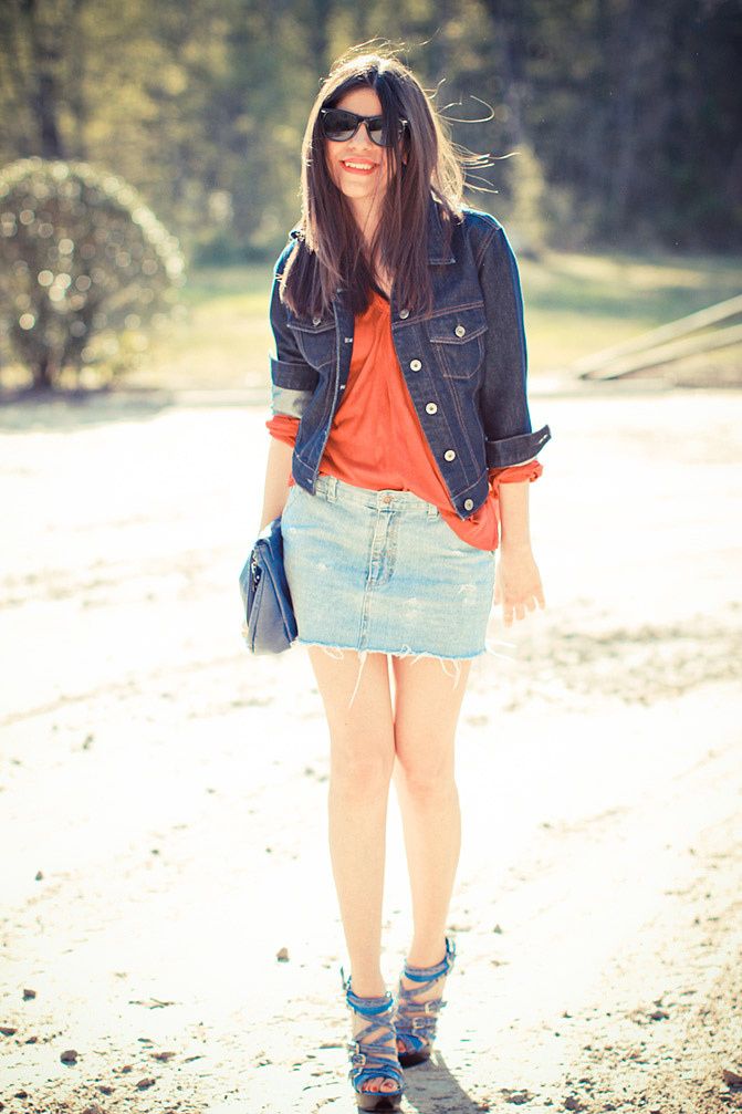 h and m, ray ban wayfarer, gap, diy denim skirt, fashion, outfit, go jane shoes