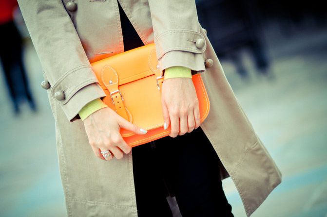 Marc Jacobs trench coat, Stella McCartney heels, Fashion outfit, Neon style
