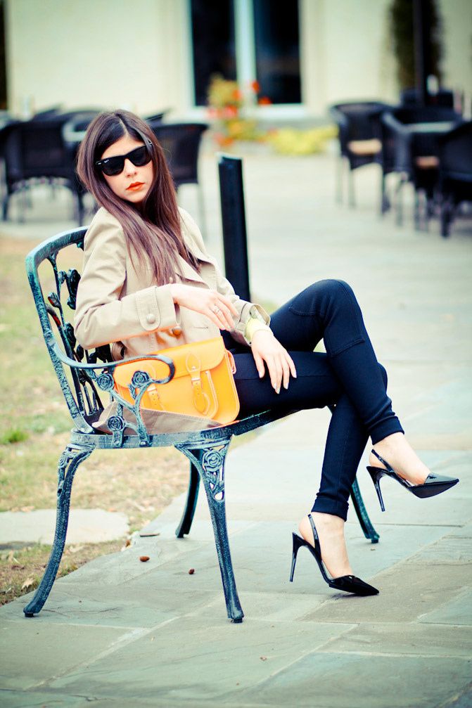 Marc Jacobs trench coat, Stella McCartney heels, Fashion outfit, Neon style