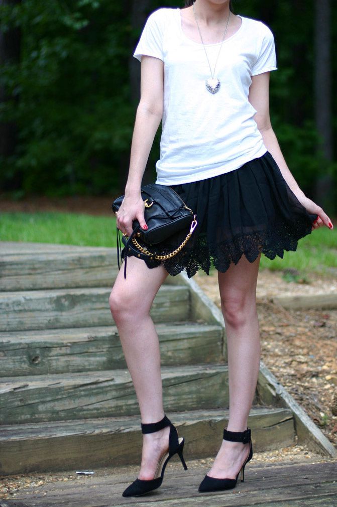 Lace skirt, Zara heels, Rebecca Minkoff M.A.C. Bag, Fashion Outfit