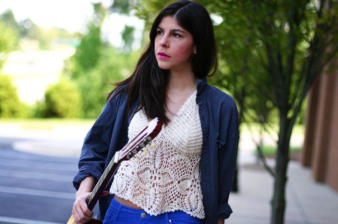 skinny zipper jeans, agave denim, fashion, guitar, crochet crop top, wanted anita wedges, j crew boyfriend