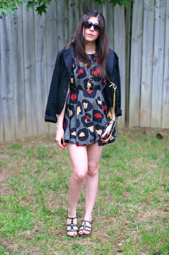 blazer, polkadot dress, fashion