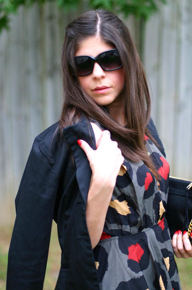 blazer, polkadot dress, fashion