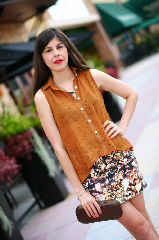 polkadot blouse, high low blouse, fashion outfit, hobo bags, etienne aigner shoes