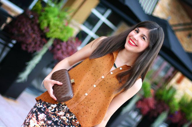 polkadot blouse, high low blouse, fashion outfit, hobo bags, etienne aigner shoes