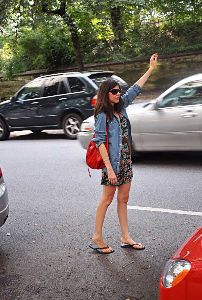 MOMA, New York, Topshop denim shirt, Balenciaga day hobo bag, sanuk sandals, Floral romper erin wasson kate moss