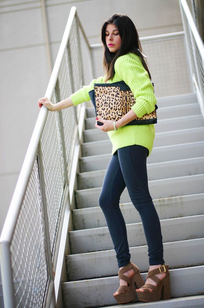 fluo fashion, neon, leopard print