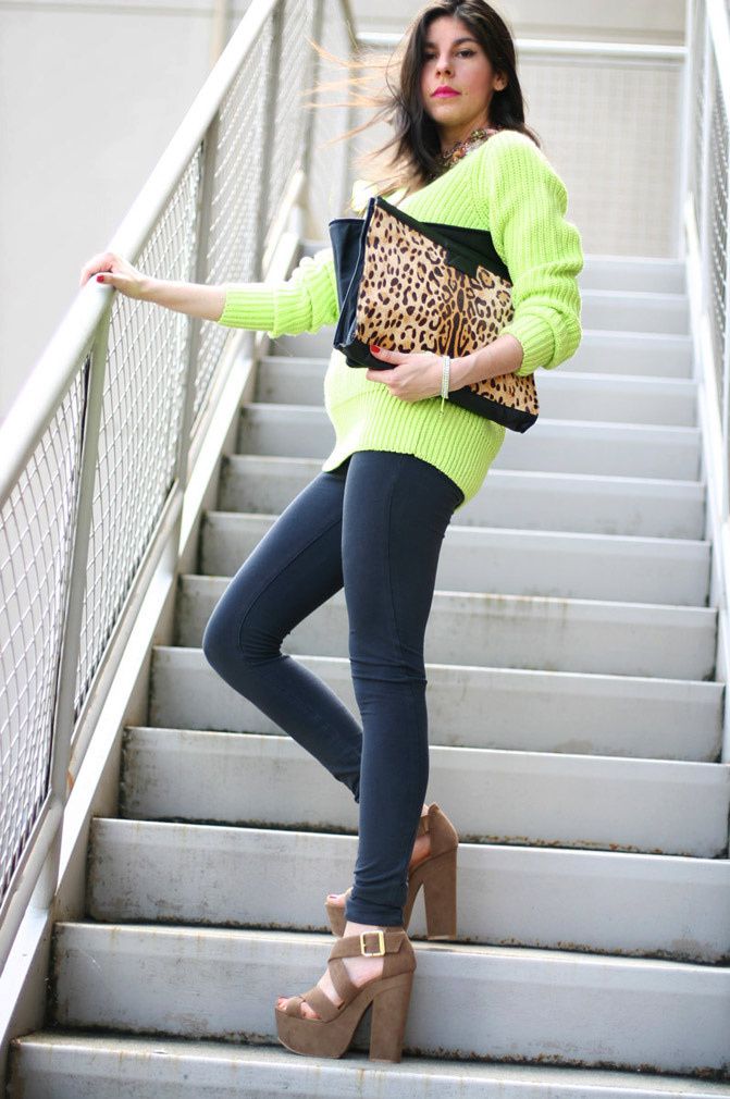fluo fashion, neon, leopard print