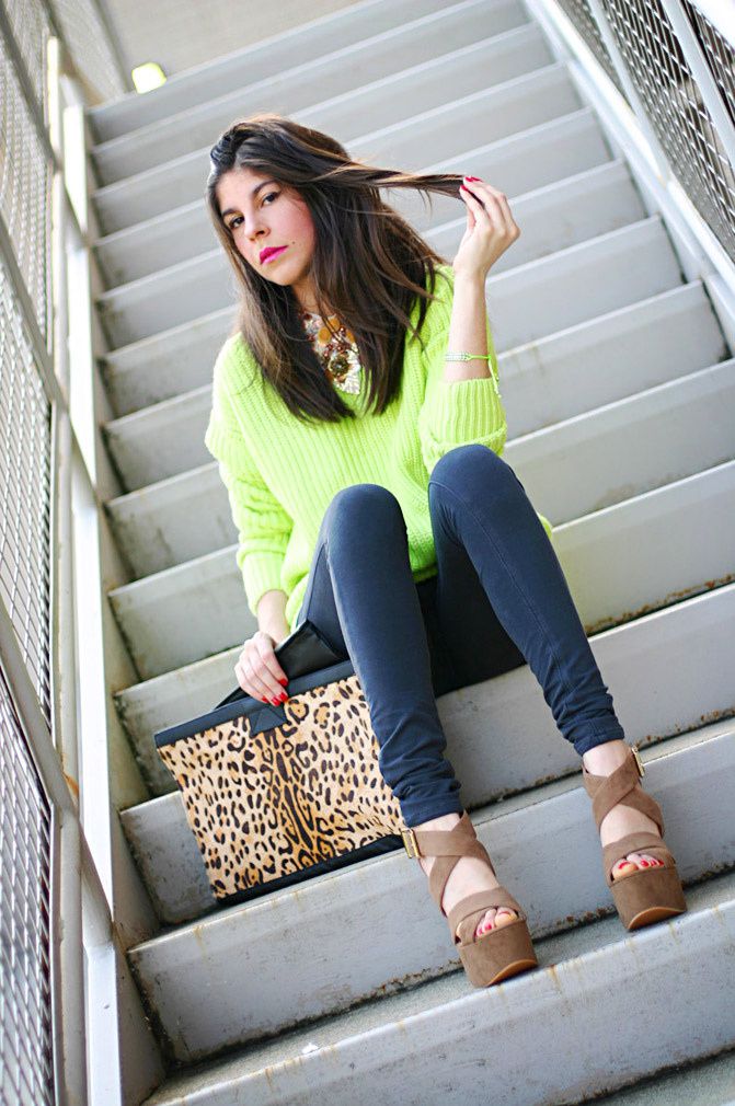 fluo fashion, neon, leopard print