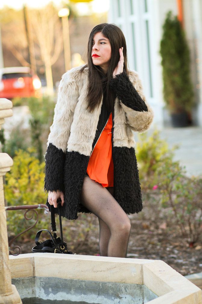 Alexander Wang Diego bag, Ombre Faux Fur coat, Topshop Ambush Boots, Asos, fashion outfit,