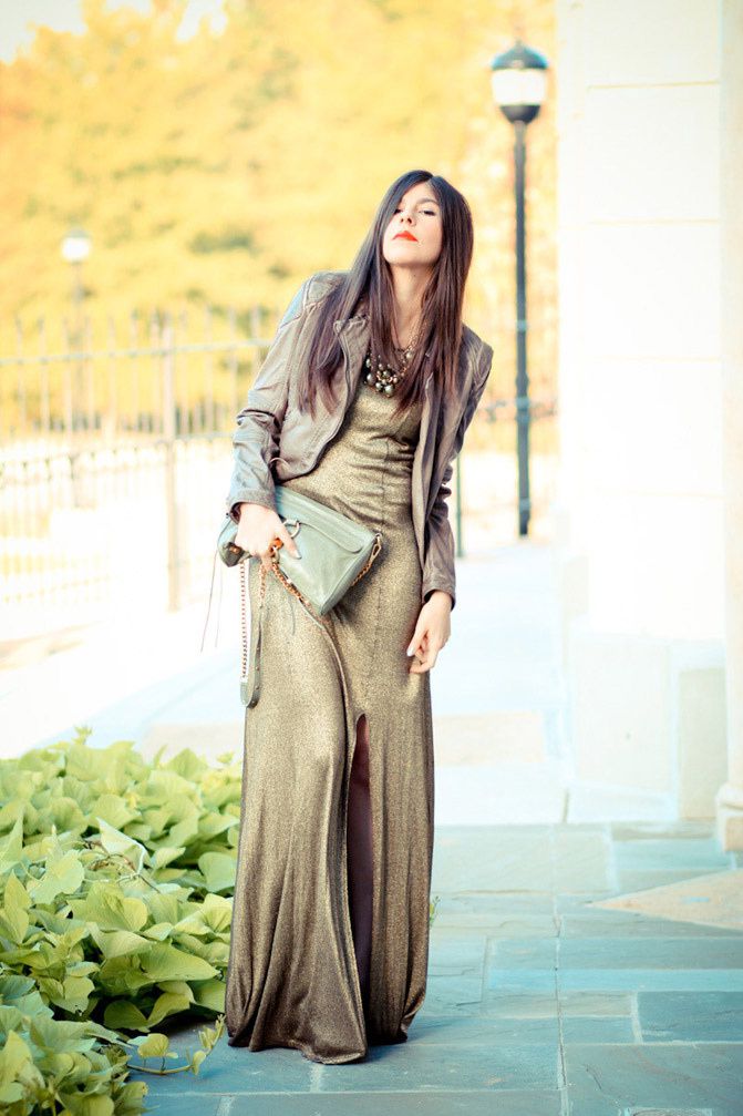 Christian Louboutin Pigalle, Gold Maxi Dress, Rebecca Minkoff MAC bag, Fashion Outfit