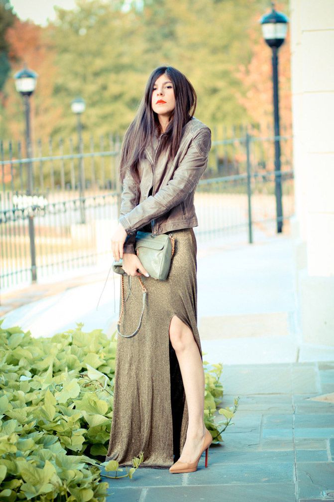 Christian Louboutin Pigalle, Gold Maxi Dress, Rebecca Minkoff MAC bag, Fashion Outfit