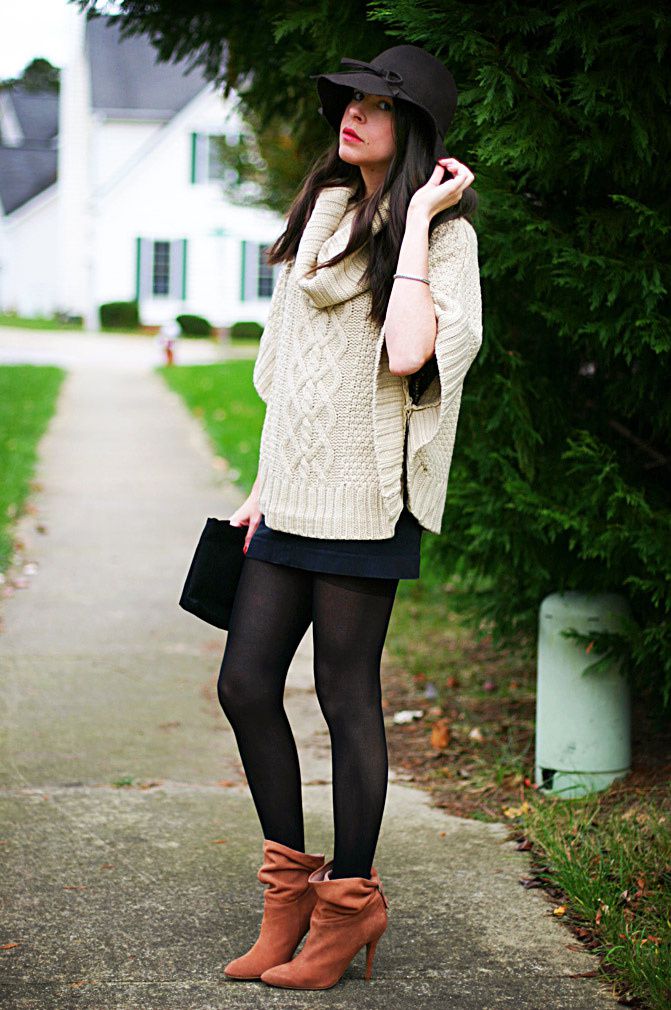 Winter Fashion Outfit, Cowl Neck, Cable Knit, Pull Me Pumps