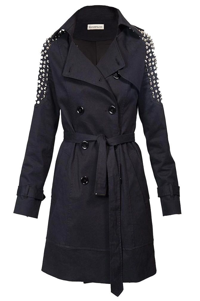 Studded Trench Coat, Shampalove, Fashion