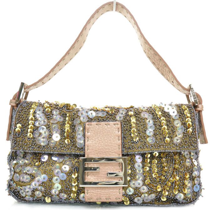 Fendi gold sequin baguette