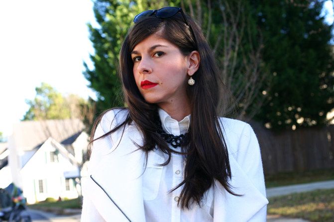 white coat, topshop over the knee boots, balenciaga classic city moto bag, fashion, outfit, red lipstick