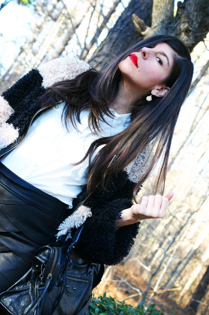 fashion outfit, leather skirt, balenciaga bag, isabel marant style ankle boots