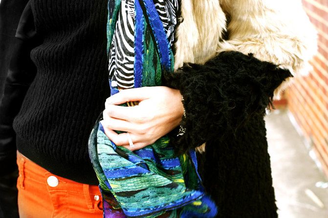 zara ankle boots, zebra scarf, coach sabrina bag, fashion outfit