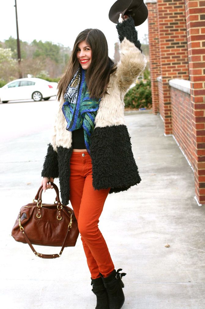zara ankle boots, zebra scarf, coach sabrina bag, fashion outfit