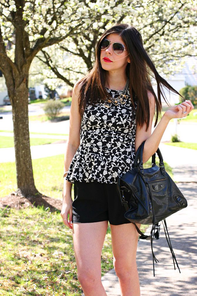 short shorts, zara tribal sandals, balenciaga bag