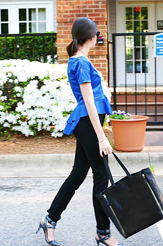 peplum top spiegel, zipper legging skinny pants, snake skin heels, fashion, celine snakeskin