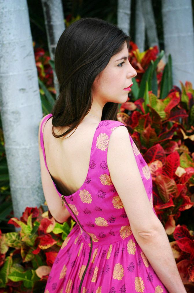 pink peacock print dress, fashion, miami beach, dilido island, wedges, yorkshire terrier puppy, symbology