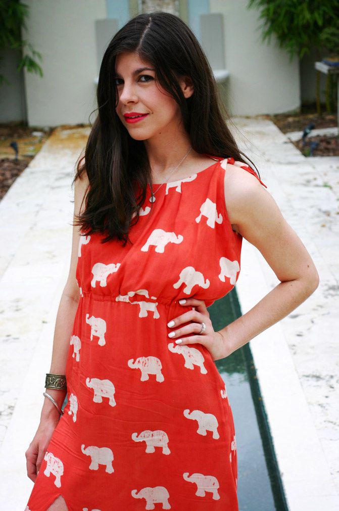 High Slit Maxi Dress, elephant print, maxi dress, fashion, outfit, bonsai garden