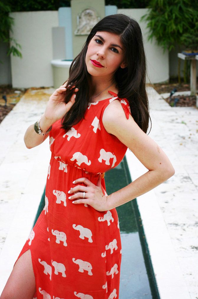 High Slit Maxi Dress, elephant print, maxi dress, fashion, outfit, bonsai garden