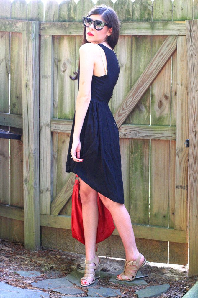embelished cut out dress by line & dot, hi low trend, fashion, outfit