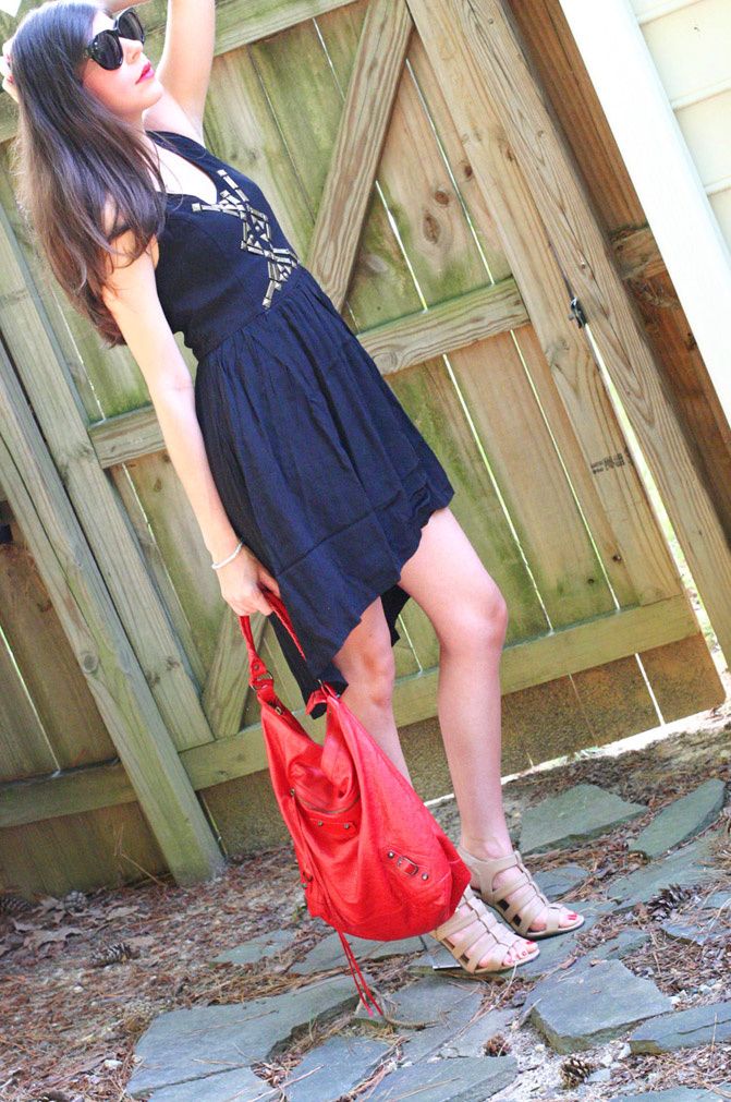 embelished cut out dress by line & dot, hi low trend, fashion, outfit
