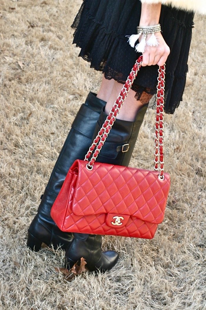 Chanel Red Caviar Jumbo Flap Bag In Love Fashion Chalet By Chanel Red Caviar Jumbo Flap Bag