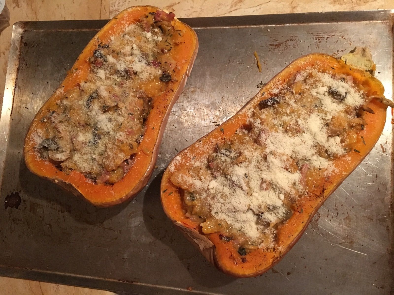 Courge butternut rotie aux chanterelles Le blog de La passion de Nath