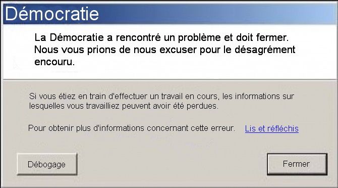 a rencontre un probleme et doit fermer