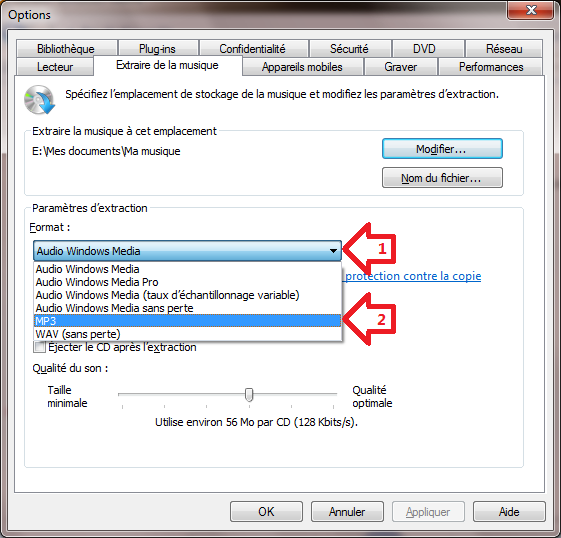 Tutoriel: Extraire le contenu d'un CD avec le lecteur Windows Media