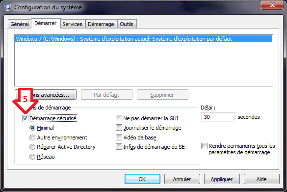 Redémarrer Windows 7 en mode sans échec