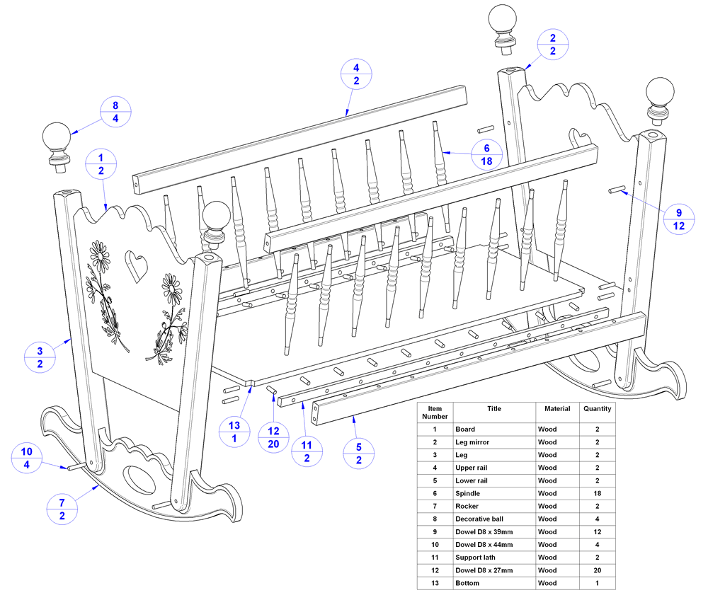 Baby Crib Blueprints Plans DIY Free Download Oak Cutting Board ...