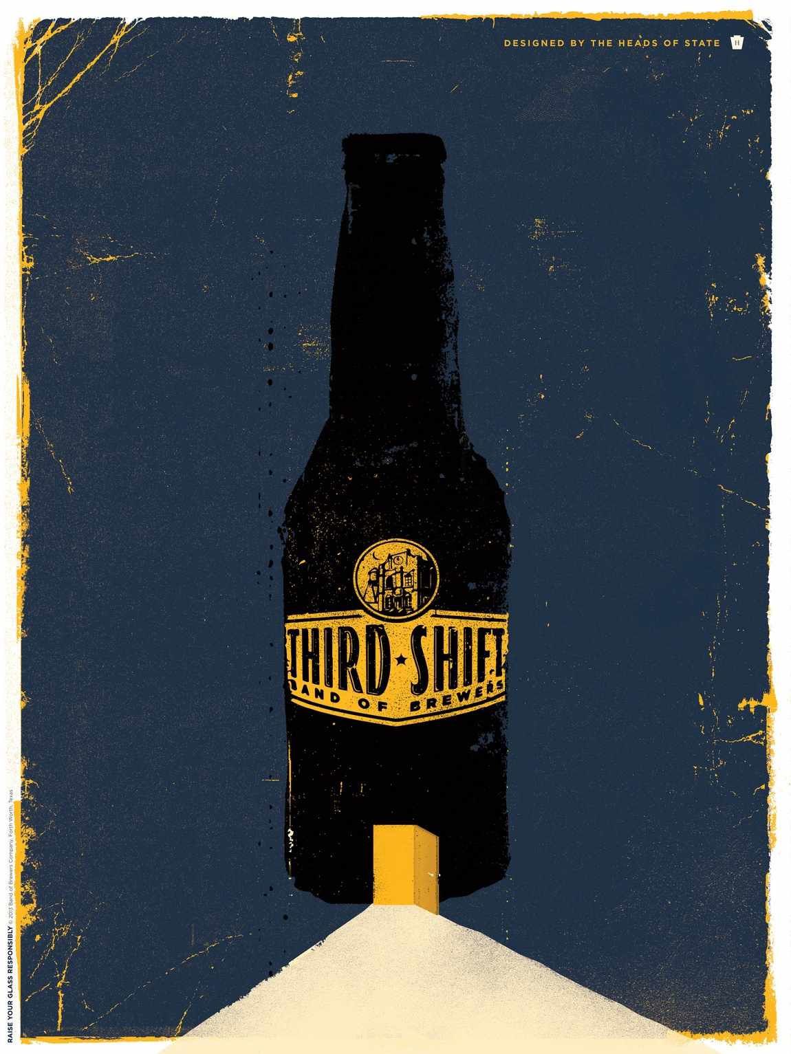 "Designed by the heads of state" | Agence :  Cavalry, Chicago, Etats-Unis pour la marque de bière Third Shift (février 2015)
