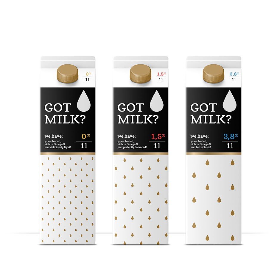 Got Milk ? (lait premium enrichi en omega 3) | Design (concept) : Chris Nowak Design // CND, Hambourg, Allemagne (mars 2016)