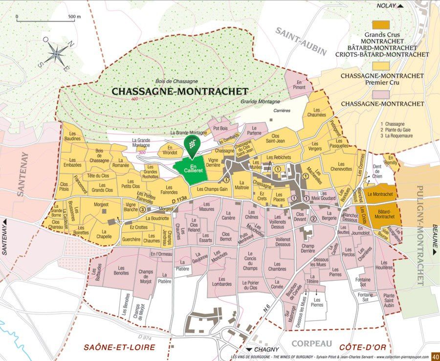 Comme ça, au moins, tu sauras où se trouvent les Caillerets de Chassagne (Carte Les Vins de Bourgogne - Pitiot & Servant – www.collection-pierrepoupon.com)