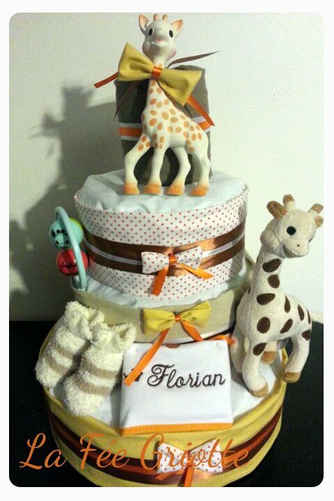 Gâteau de couches thème Sophie la girafe pour un petit Florian - Gâteaux de  Couches 66 présente............... "La Fée Griotte"