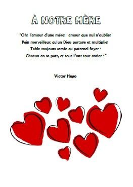 A notre mère - Victor Hugo - GS-CP-CE1-CE2-CM1-CM2 - Fée des écoles