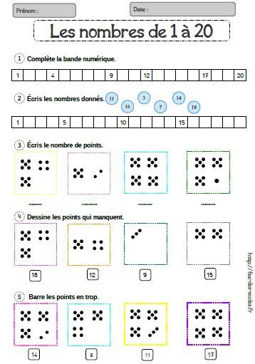 Les nombres de 1 à 20 - CP - Fée des écoles