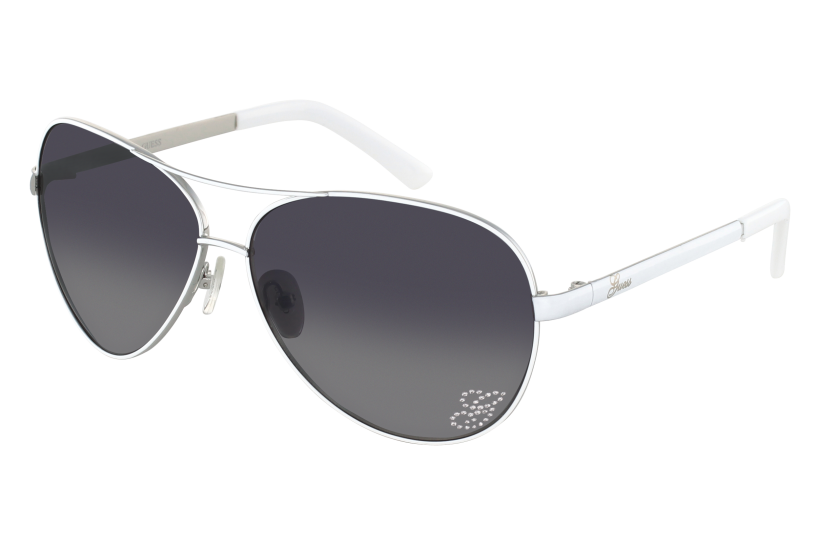 En vente chez http://www.lunette-optic.fr/ Guess 7195 WHT - Lunettes de Soleil Femme design effet Glamour couleur blanche - Lunette-OPTIC.fr