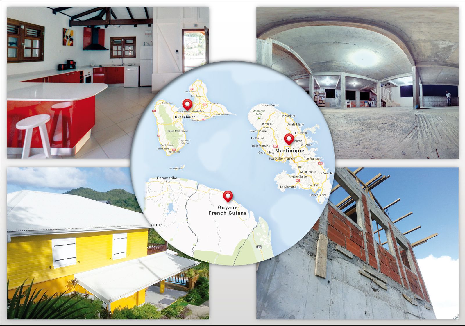 Pour CONSTRUIRE une MAISON INDIVIDUELLE dans les CARAIBES : suivez la flèche de "Entreprise Construire"