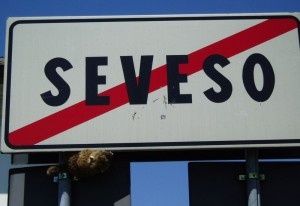 panneau de sortie de la ville de Seveso