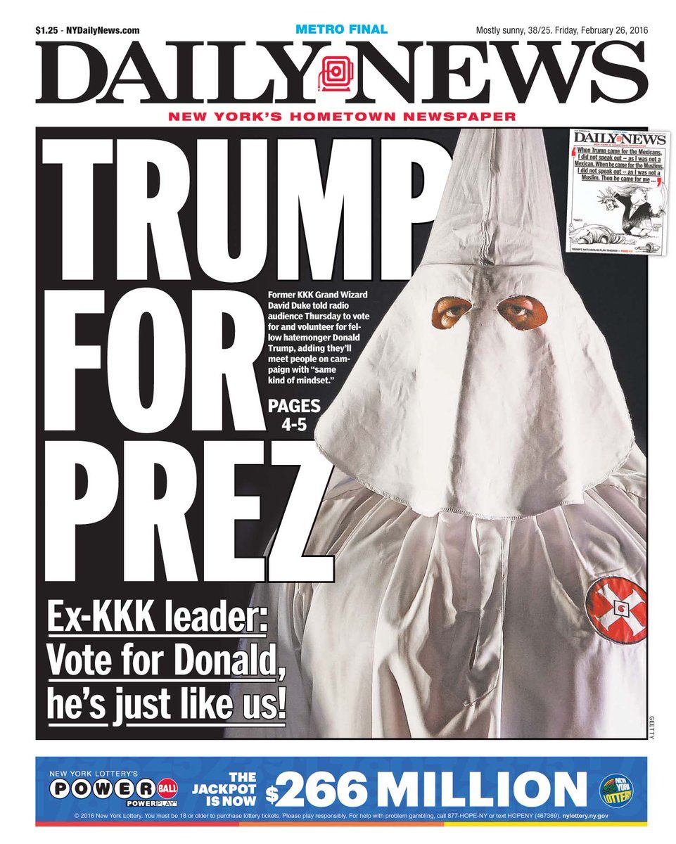 ALERTE ux USA : le Ku Klux Klan serait soutien de Donald Trump !!!