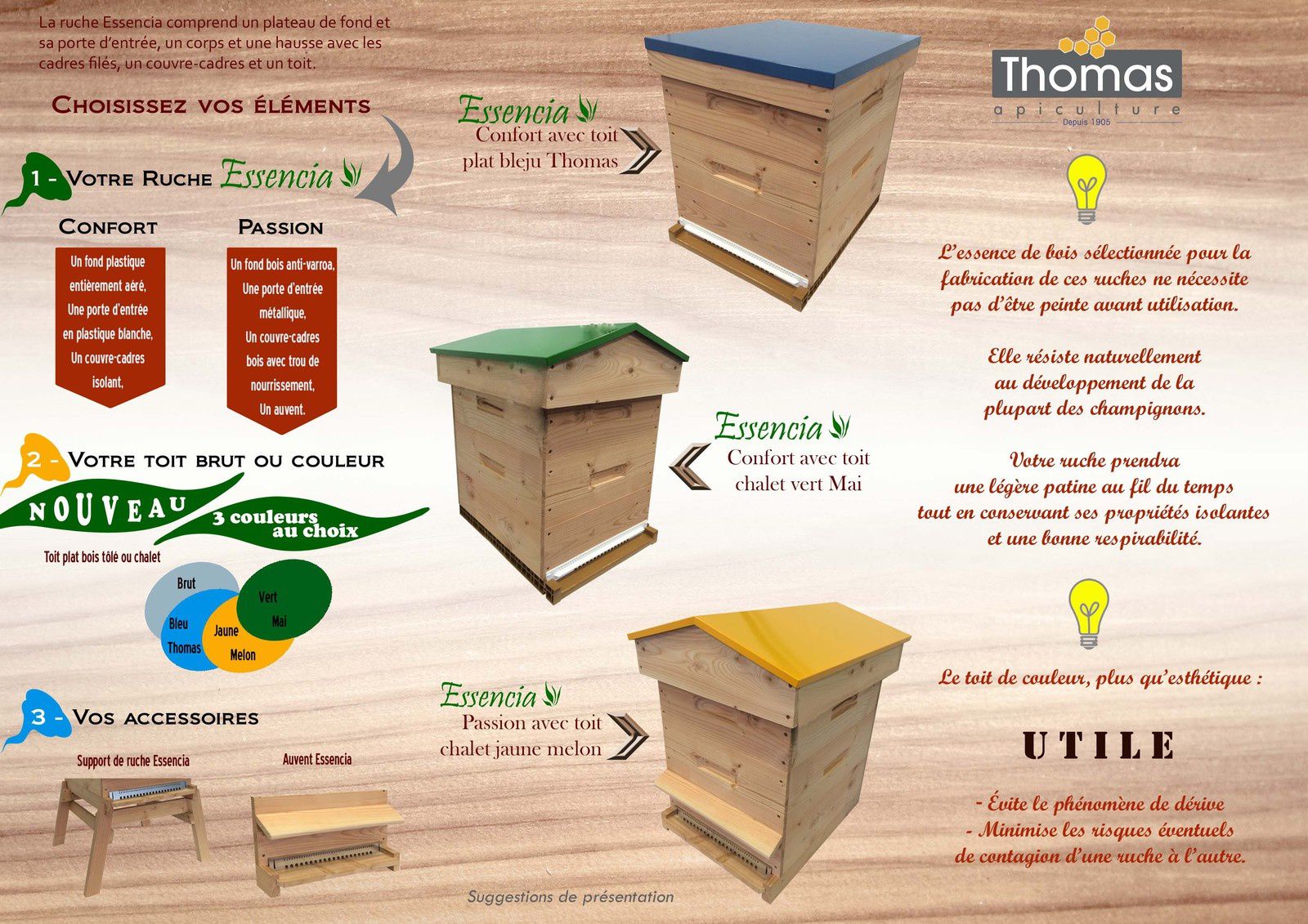 ESSENCIA® : SUPPORT BOIS POUR RUCHE DADANT 10 C - Thomas Apiculture